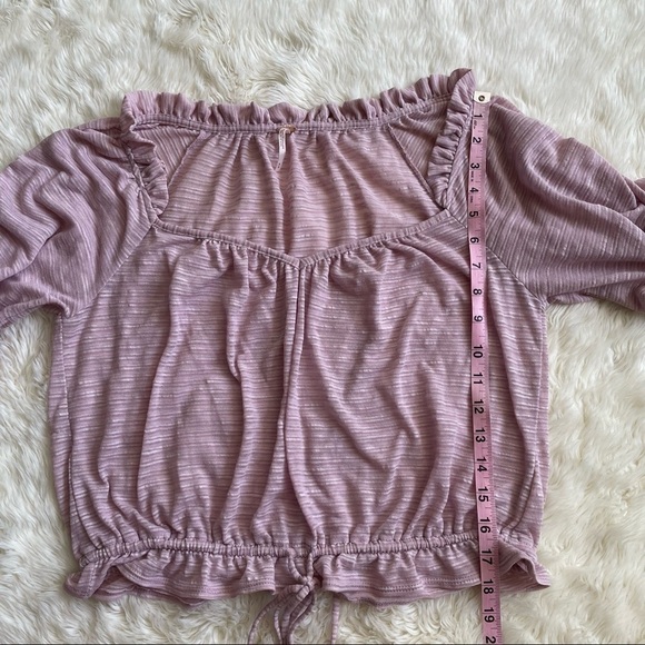 Free People Blouse Striped Top Cropped Pink M - Picture 12 of 13